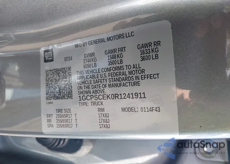 2024 Chevrolet Colorado 2Wd Lt z USA, uszkodzony, nr VIN 1GCPSCEK0R1241911